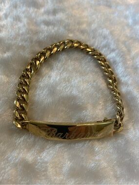 🍀VTG Speidel Gold Engraved ID Bracelet - "Barbara"